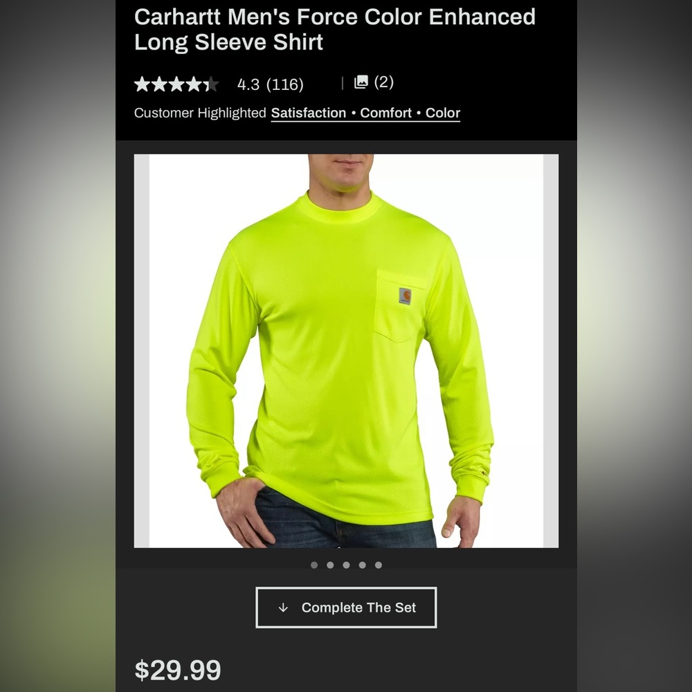 Carhartt Men's Force Color Enhanced Long Sleeve Shirt